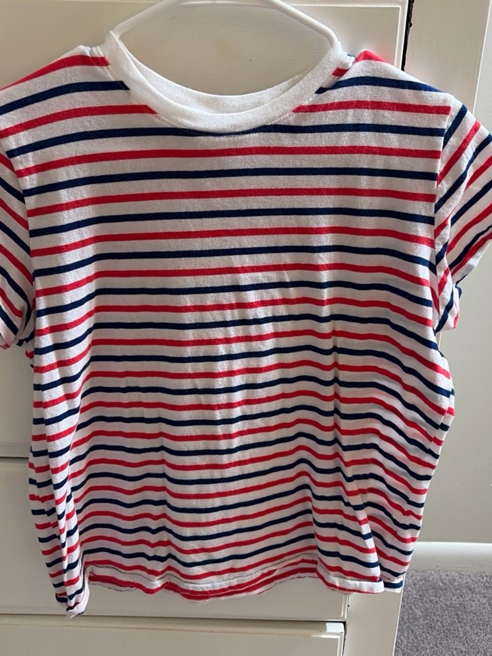 Universal Thread White Tee with Red and Navy Stripes